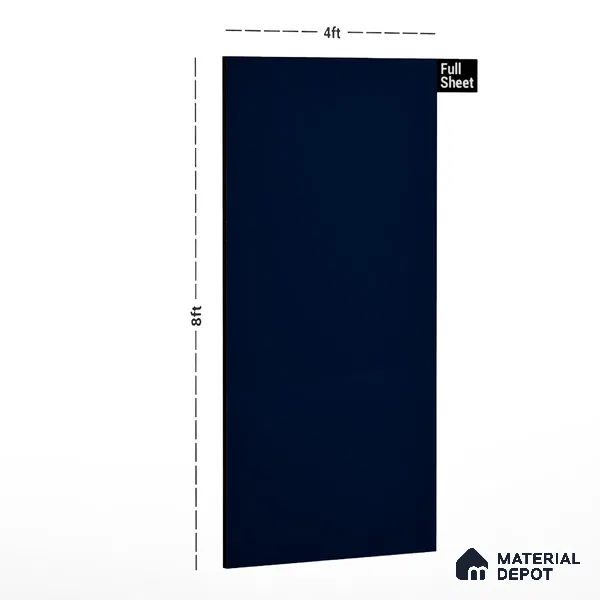 Midnight Blue Solid Colors Look LM 01945 8 ft x 4 ft Glossy Finish Decorative Laminate - 1 mm | Suitable for Living Room, Kitchen, Office