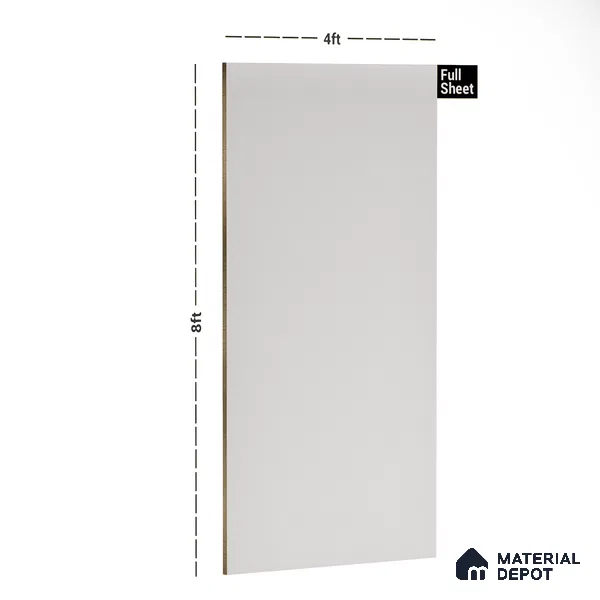 White Solid Colors Look 9501 SZM 8 ft x 4 ft Matte Finish Decorative Laminate - 1 mm | Suitable for Living Room, Kitchen, Office