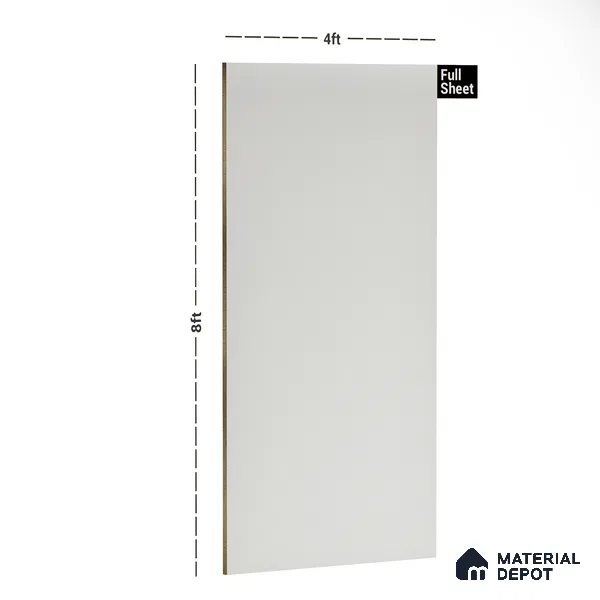 White Solid Colors Look LM 10864 8 ft x 4 ft Glossy Finish Decorative Laminate - 1 mm | Suitable for Living Room, Kitchen, Office