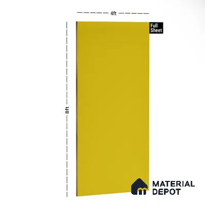 Golden Yellow Solid Colors Look LM 10991 8 ft x 4 ft Suede Finish Decorative Laminate - 1 mm | Suitable for Living Room, Kitchen, Office