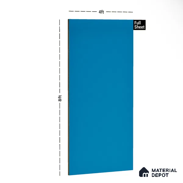 Danube Blue Solid Colors Look LM 10992 8 ft x 4 ft Suede Finish Decorative Laminate - 1 mm | Suitable for Living Room, Kitchen, Office