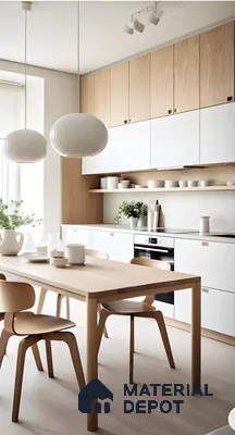Light and Airy Scandinavian Kitchen with Natural Wood Accents | Material Depot