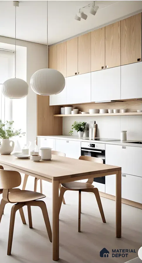 Light and Airy Scandinavian Kitchen with Natural Wood Accents | Material Depot