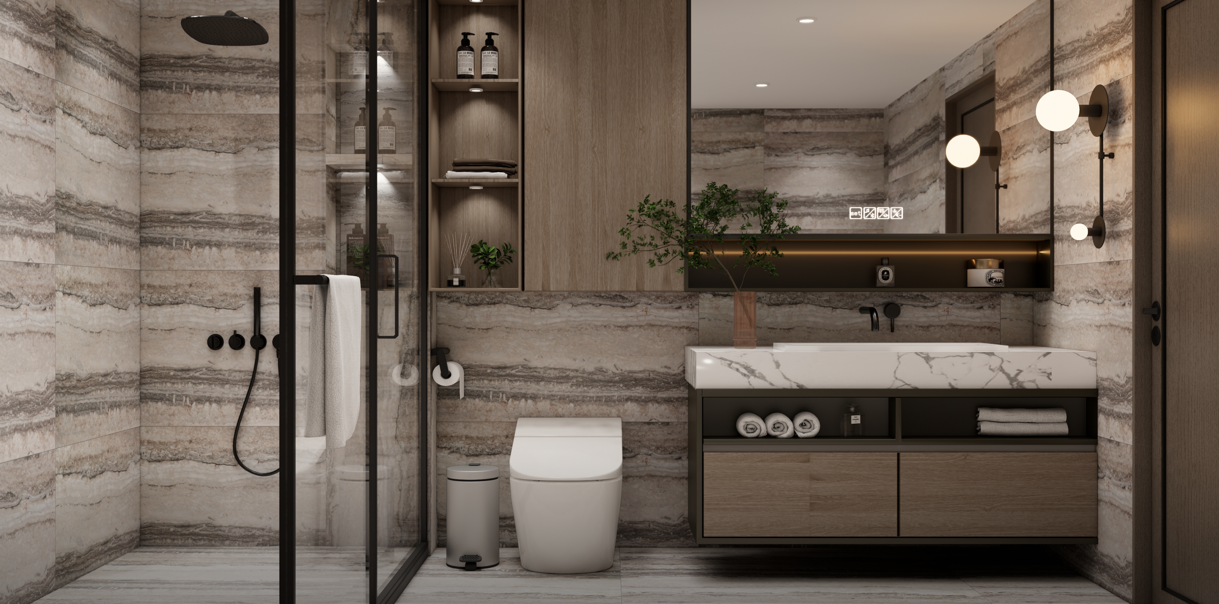 Linear Elegance: Striped Textured Bathroom Design | Material Depot