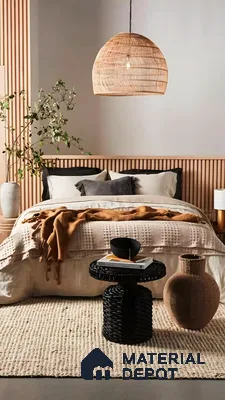 Living Bedroom With Wooden Louvers  | Material Depot