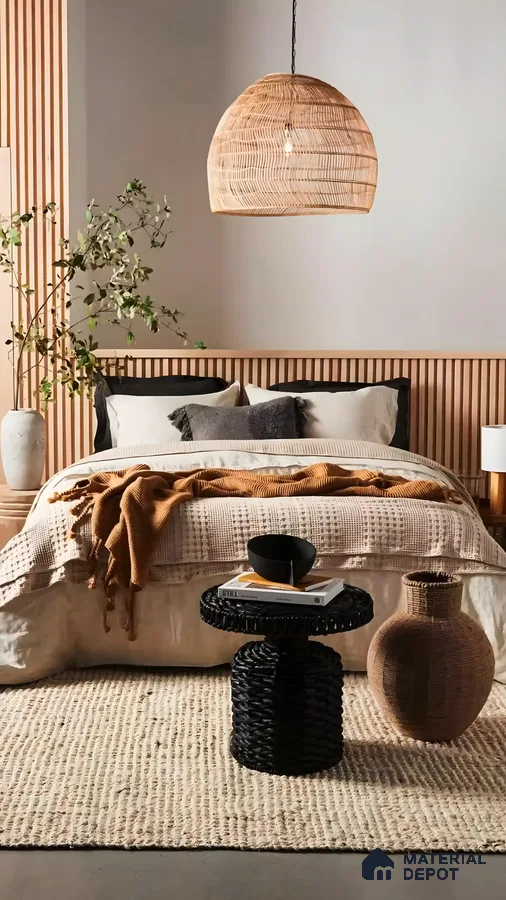 Living Bedroom With Wooden Louvers  | Material Depot