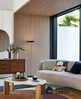 Living Room Interiors With Fluted Wooden Panels | Material Depot