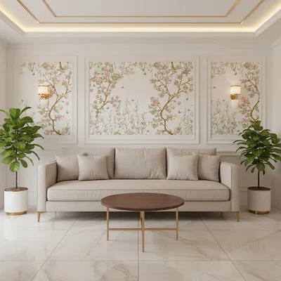 Cozy Living Room space with Wallpaper