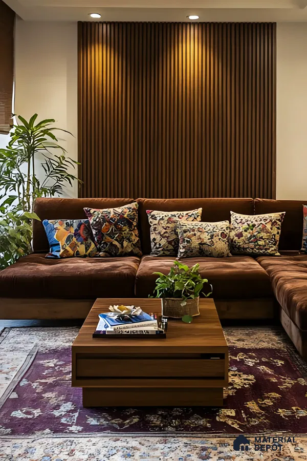 Living Room With Elegant Wooden Panels | Material Depot