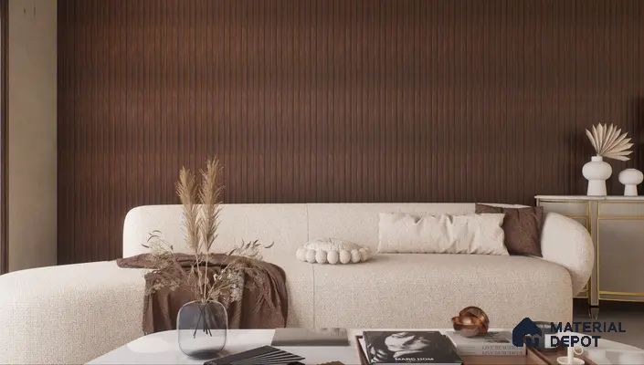 Brown Wooden Louver PN 00384 10 ft x 12 inch PVC Panel - 10 mm | Suitable for Feature Wall, TV Unit & Living Room | Width is Subjected to 5% Variation