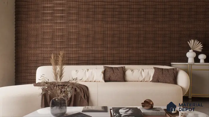 Brown Dune PVC Matte Finish 3D Wall Panel | 20 in x 20 in | Walnut Wood - 15 mm | Suitable for Dining, Feature Wall & TV Unit | Width is Subjected to 5% Variation