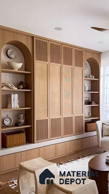 Living Room With Traditional Wooden Interiors" | Material Depot