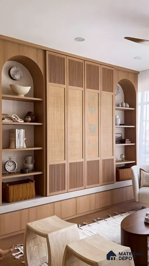 Living Room With Traditional Wooden Interiors" | Material Depot