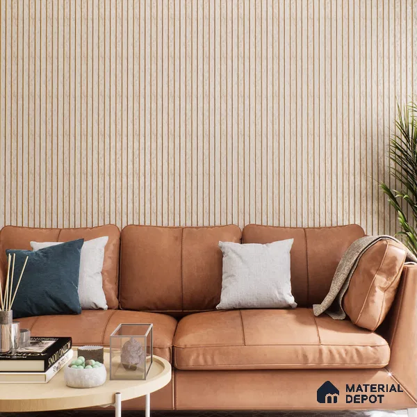 Beige Wooden Louver PN 00144 8 ft x 5 inch Charcoal Panel - 12 mm | Suitable for Feature Wall, TV Unit & Living Room | Width is Subjected to 5% Variation