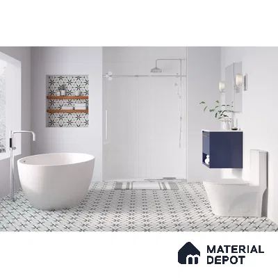 Luminous White Haven with Eye-Catching Blue Highlights Pure Elegance | Material Depot