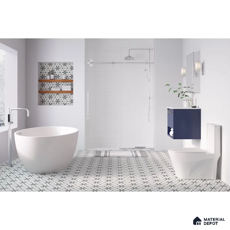 Luminous White Haven with Eye-Catching Blue Highlights Pure Elegance | Material Depot
