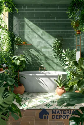 Lush Green Bathroom Oasis | Material Depot