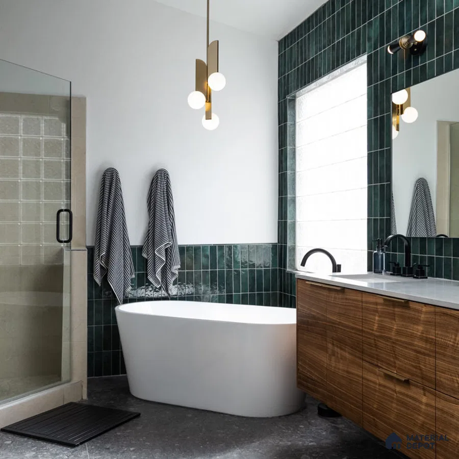 Luxe Verde Retreat Dark Green Tiles and Contemporary Elegance | Material Depot