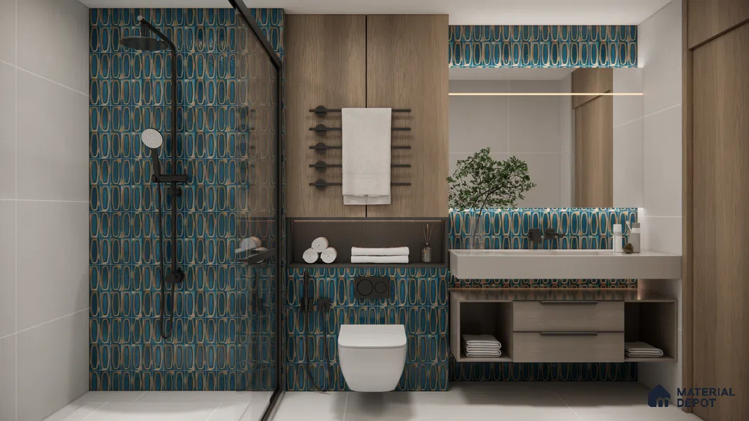 Faux Subway Wall Tile TL 05752 E Tones Coral Aque 1 ft x 1 ft Ceramic Glossy Finish - 9 mm | Suitable For Kitchen, Bathroom, Dining Area | Please Expect a Slight Variation of Pattern