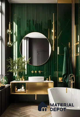 Luxurious Bathroom with Emerald Green Tiles | Material Depot