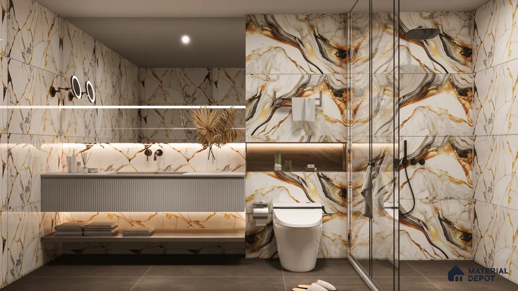 Stone Floor & Wall Tile | TL 00752 Raw Tan 4 ft x 2 ft Matte Finish Full Body Vitrified Tile - 9 mm | Suitable For Living Room, Bedroom, Bathroom