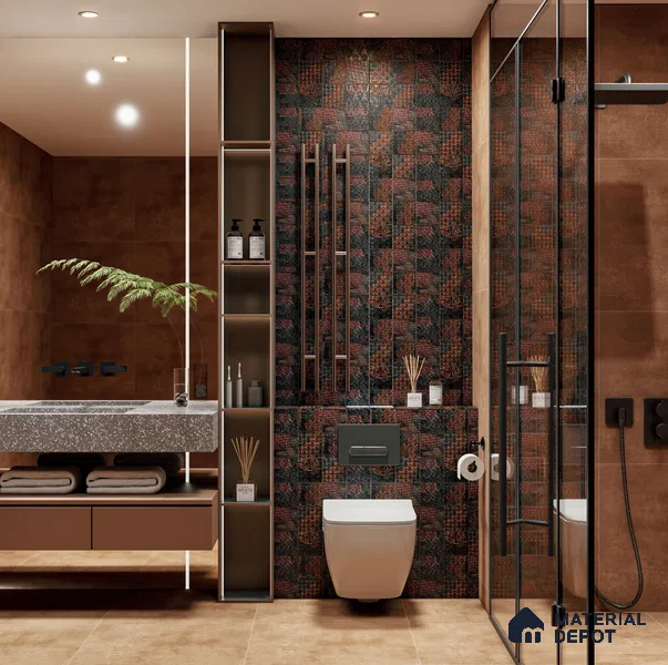 TL 10715 Lycra Stableton Copper 2 ft x 2 ft Matte Finish Ceramic Tile - 9 mm | Suitable For living Room, Bedroom, Bathroom