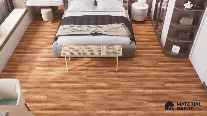 Luxurious Bedroom with Warm Wood Flooring | Material Depot