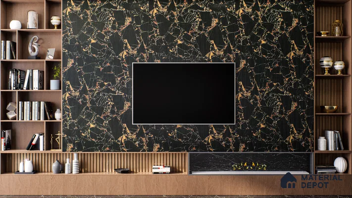 Marble Fluted Look LM 01264 Rojo Levante 8 ft x 4 ft Glassious Flute Finish Decorative Laminate - 1 mm | Suitable for TV Unit, Wardrobe, Kitchen Cabinets