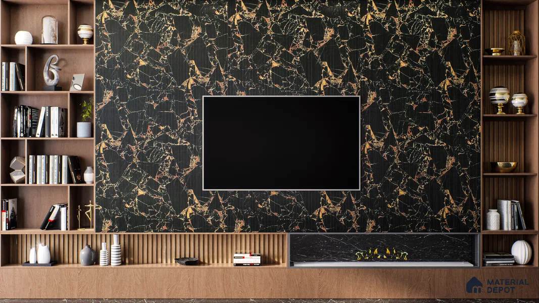 Marble Fluted Look LM 01264 Rojo Levante 8 ft x 4 ft Glassious Flute Finish Decorative Laminate - 1 mm | Suitable for TV Unit, Wardrobe, Kitchen Cabinets