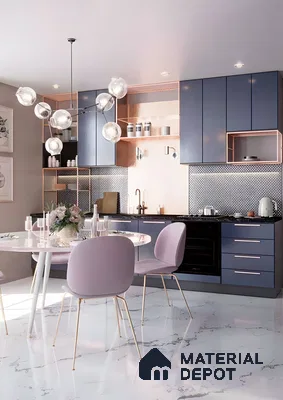 Luxurious Black Marble With Blue Gold Kitchen | Material Depot