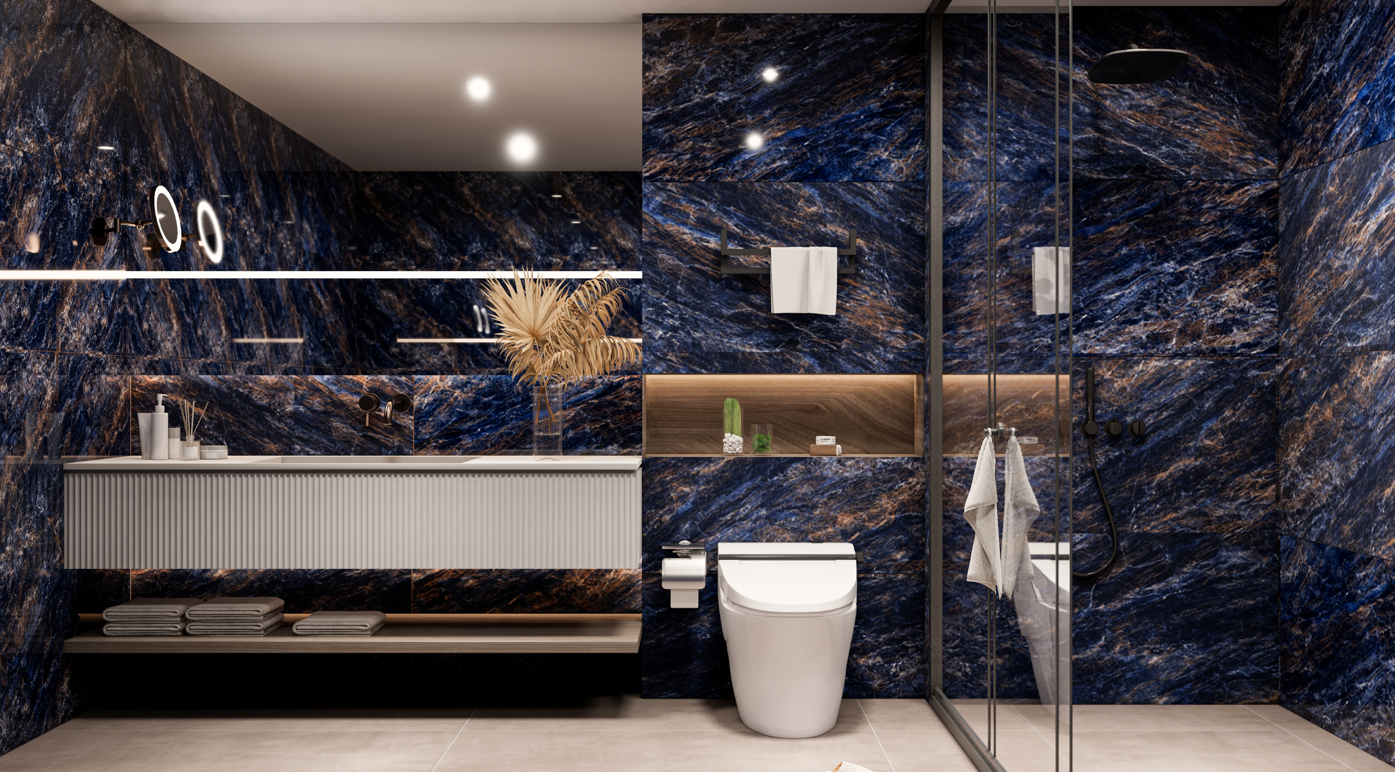 Marble Floor & Wall Tile TL 02183 Woe Blue 4 ft x 2 ft High Gloss Finish Vitrified Tile - 9 mm (Random 5)