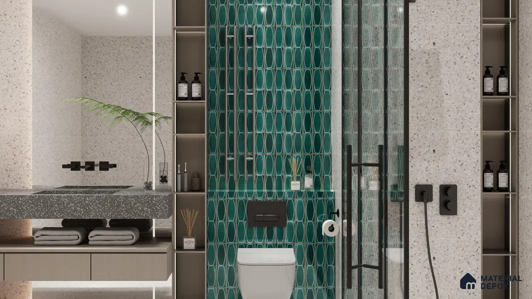 Faux Subway Wall Tile TL 05379 C Miraq Chester Jade Green 2 ft x 1 ft Ceramic Glossy Finish - 8 mm | Suitable For Kitchen, Bathroom Walls and Backsplashes | Please Expect a Slight Variation of Pattern