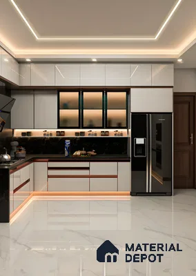 Luxurious Kitchen With Marble Flooring | Material Depot