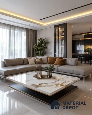Luxurious Living: A Modern Space with a Marble Coffee Table | Material Depot