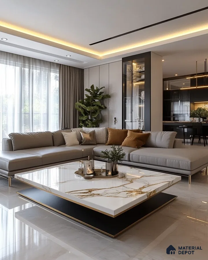 Luxurious Living: A Modern Space with a Marble Coffee Table | Material Depot