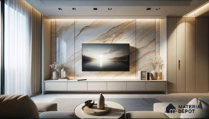 Luxurious Living Room Blends Natural Marble with Modern Aesthetics | Material Depot