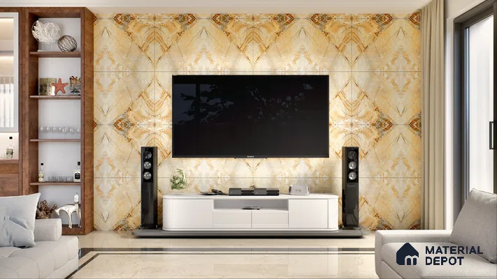Luxurious Living Room with Elegant Feature Wall | Material Depot