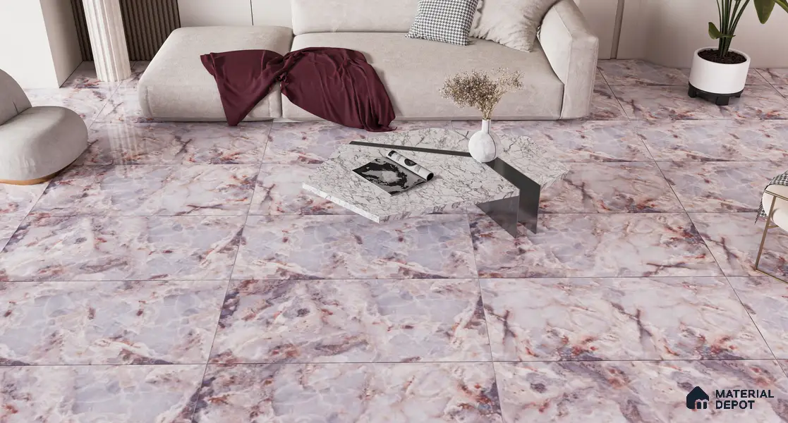 Marble Wall & Floor Tile TL 05112 D Marblis Amethyst Onyx 4 ft x 2 ft Vitrified Endless Glossy Finish - 9 mm (Random 4) | Suitable for Living Room, Bedroom & Bathroom