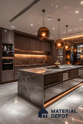 Luxurious Modern Kitchen with Dark Accents | Material Depot