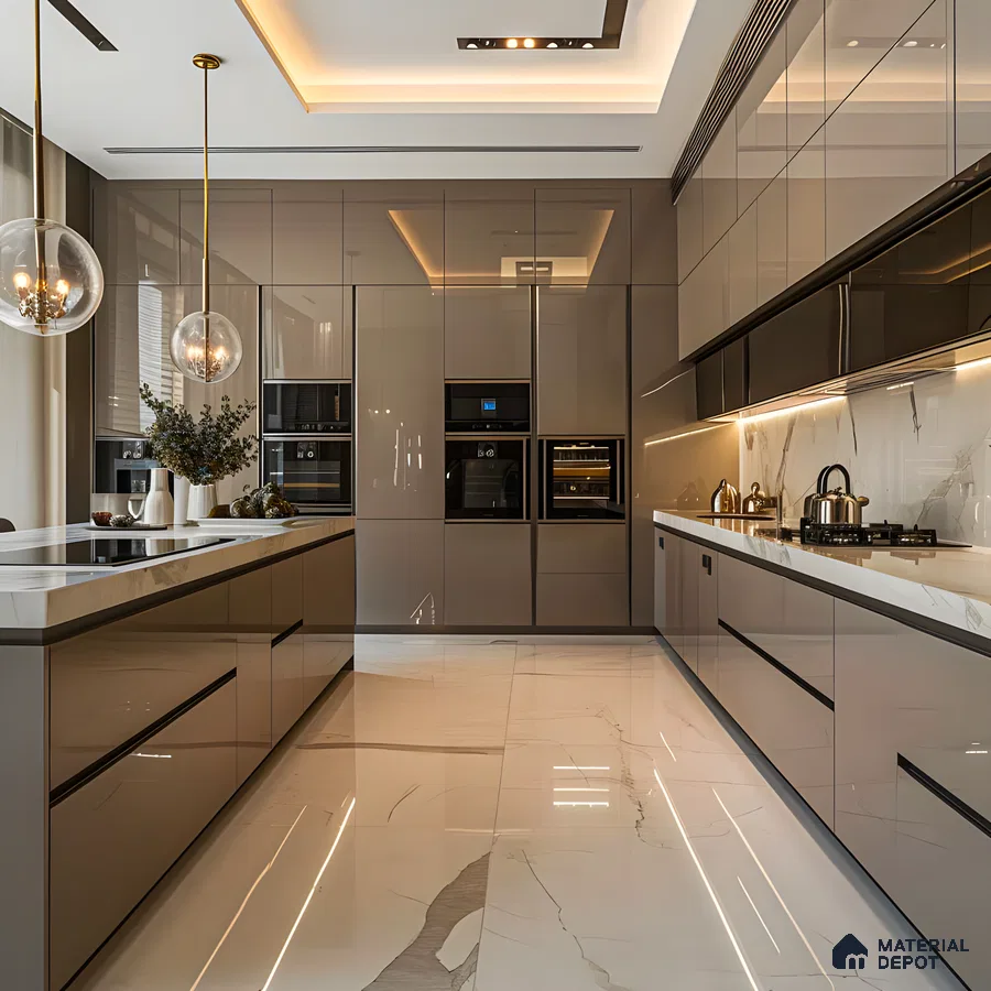 Luxurious Modern Kitchen with Marble Accents | Material Depot