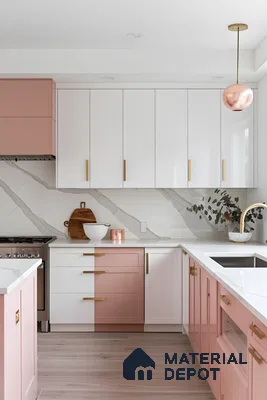 Luxurious Pink Kitchen With High End Finishes | Material Depot