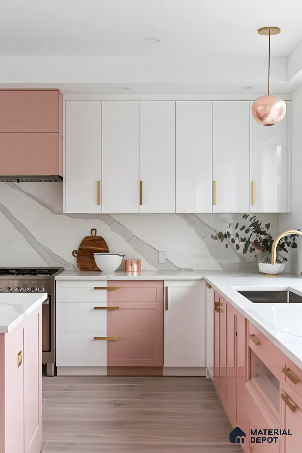 Luxurious Pink Kitchen With High End Finishes | Material Depot