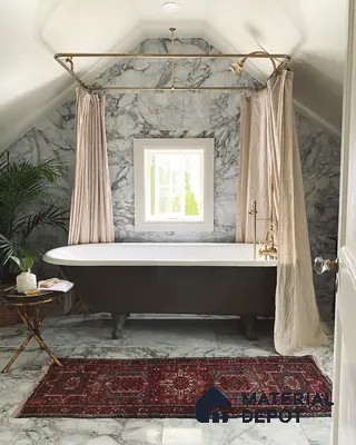 Bathroom with marble flooring and walls
