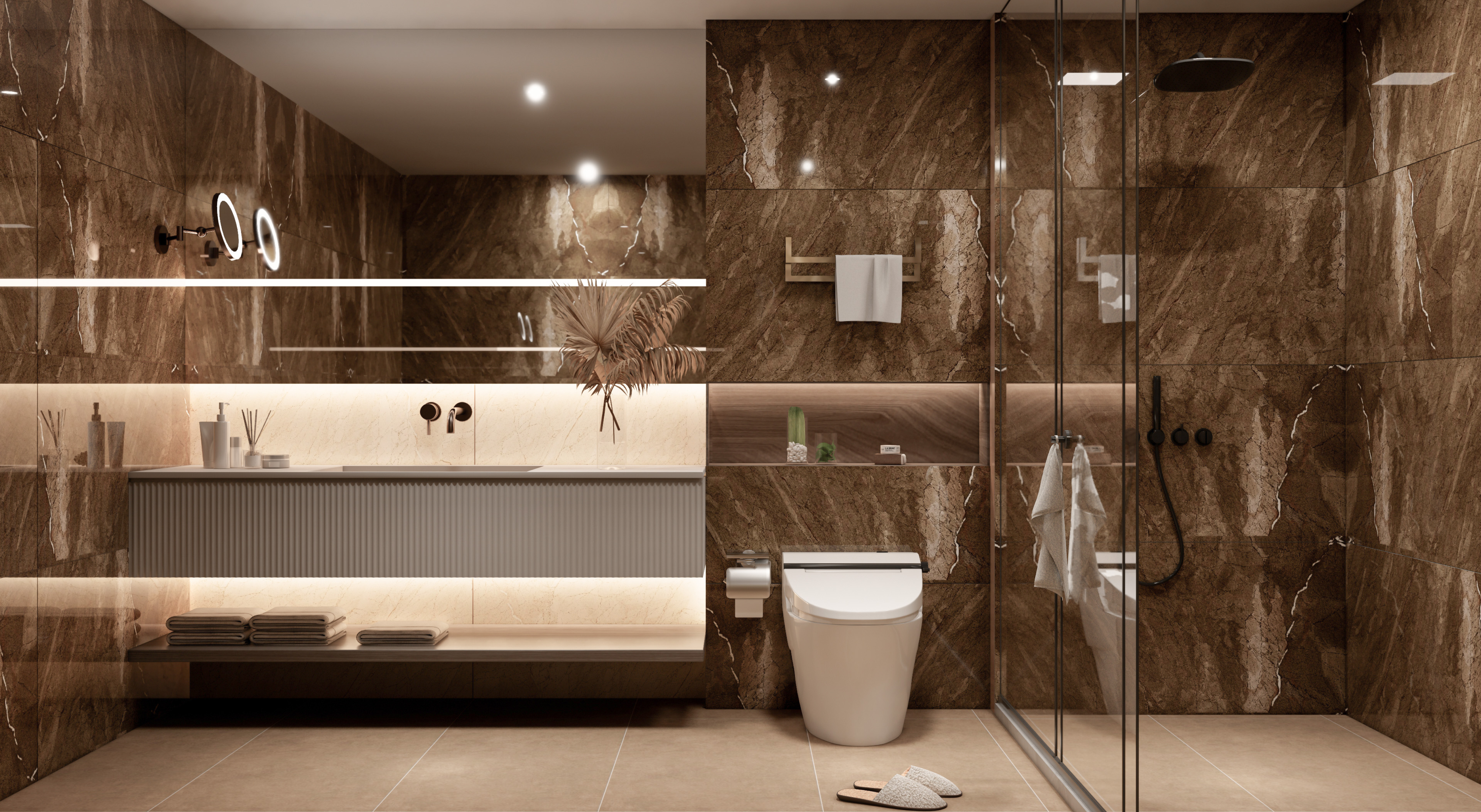 Marble Wall & Floor Tile TL 05306 B Aurelio Felix Earth 4 ft x 2 ft Vitrified High Gloss Finish - 9 mm | Suitable for Living Room, Bedroom, Feature / Accent Walls & Highlighter Wall