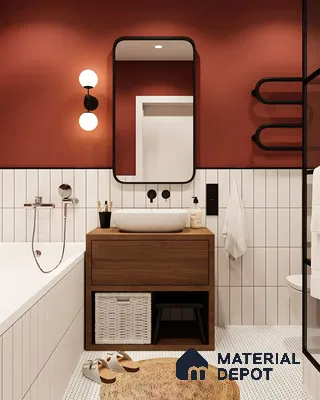 Luxury Bathroom With White And Wooden Accents | Material Depot