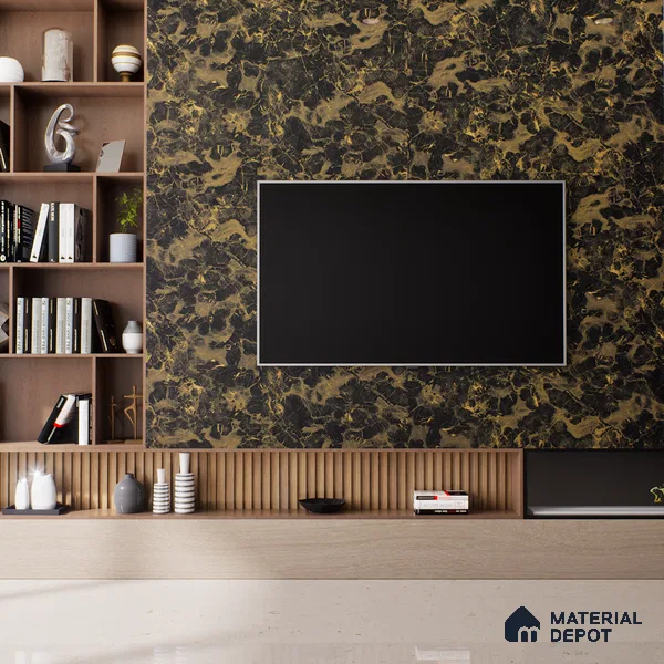 Brown Marble Look LM 01285 8 ft x 4 ft High Gloss Finish Decorative Laminate - 1 mm | Suitable for TV Unit, Wardrobe, Kitchen Cabinets