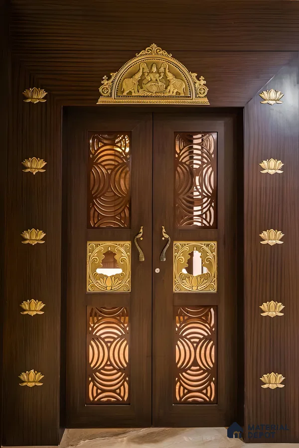 Majestic Wooden Doors with Traditional Carvings | Material Depot