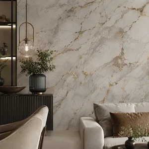 Marble wallpaper installed in the Living Room