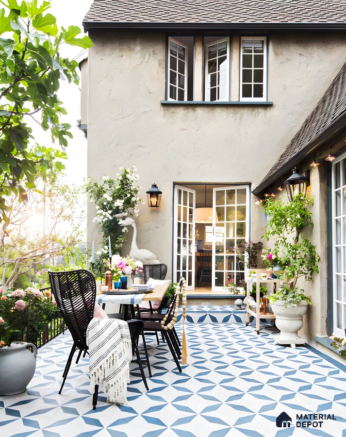 Mediterranean-Inspired Patio with Patterned Tiles | Material Depot