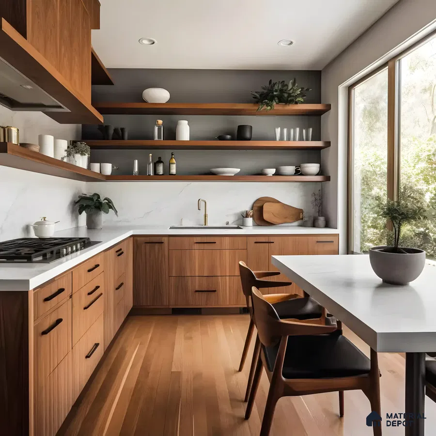 Mid-Century Modern Kitchen with Warm Wood Accents | Material Depot
